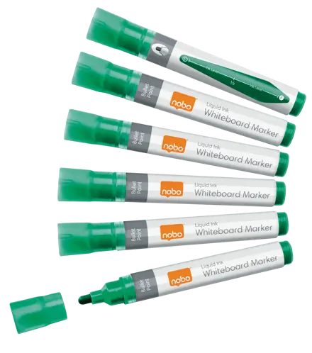 Nobo Liquid Ink Whiteboard Pens Bullet Tip 12 Pack