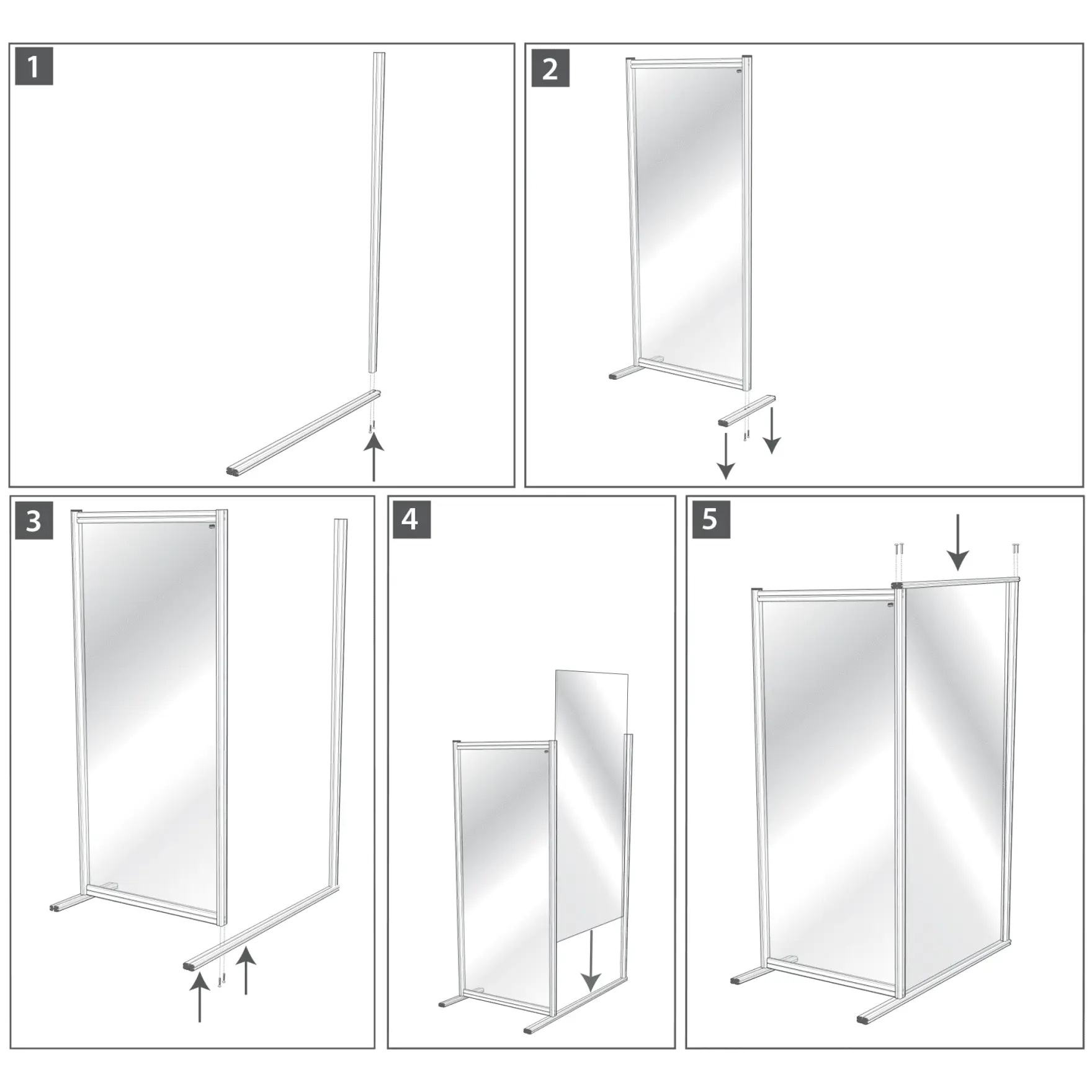 Nobo Premium Plus Clear Acrylic Protective Room Divider Screen Modular