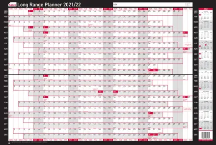 Sasco Mounted Long Range Year Wall Planner 2021 2022 Sasco Wall Planners Nobo