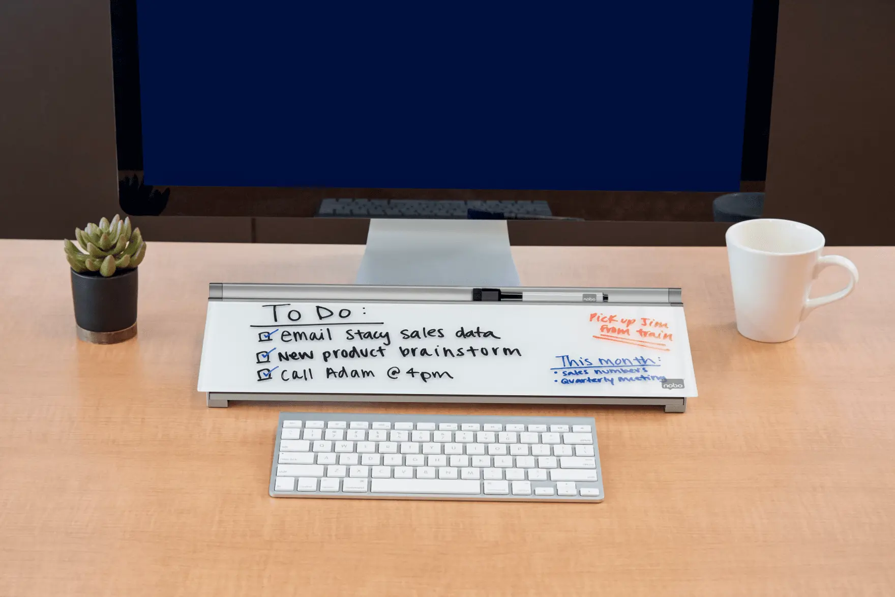 Nobo Desktop Whiteboard Pad With Dry Erase Glass Surface 458x154mm NOBO