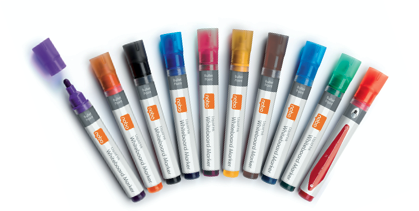 Nobo whiteboard-penne i en pakke med 10 forskellige farver
